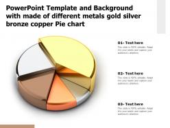 Template with made of different metals gold silver bronze copper pie chart