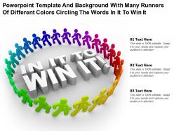 Template with many runners of different colors circling the words in it to win it