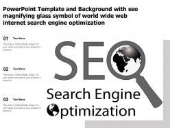 Template with seo magnifying glass symbol of world wide web internet search engine optimization