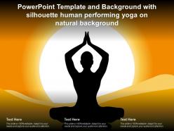 Template with silhouette human performing yoga on natural background