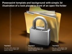 Template with simple 3d illustration of a lock placed in front of an open file folder