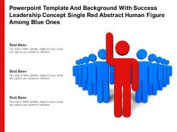 Template with success leadership concept single red abstract human figure among blue ones