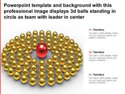 Template with this professional image displays 3d balls standing in circle as team with leader in center