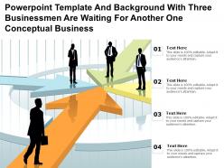 Template with three businessmen are waiting for another one conceptual business