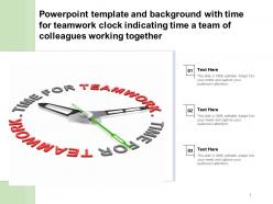 Template with time for teamwork clock indicating time a team of colleagues working together