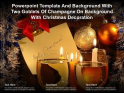 Template with two goblets of champagne on background with christmas decoration
