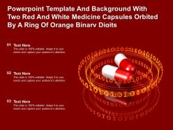 Template With Two Red White Medicine Capsules Orbited By A Ring Of Orange Binary Digits
