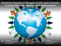 Template with vector illustration of winter holiday background with different elements