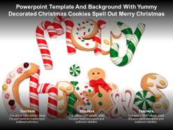 Template with yummy decorated christmas cookies spell out merry christmas