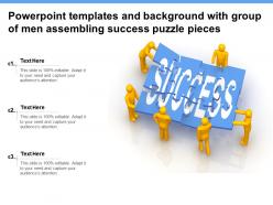 Templates and background with group of men assembling success puzzle pieces