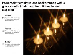 Templates and backgrounds with a glass candle holder and four lit candle and star filter