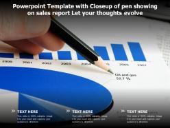 Templates with closeup of pen showing on sales report let your thoughts evolve