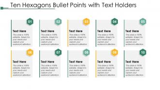 Ten hexagons bullet points with text holders