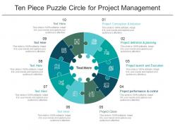 Ten piece puzzle circle for project management