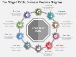 Ten Staged Circle Business Process Diagram Flat Powerpoint Design