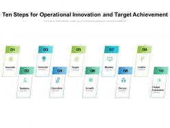 Ten steps for operational innovation and target achievement