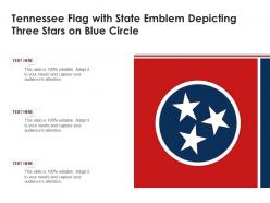 Tennessee flag with state emblem depicting three stars on blue circle