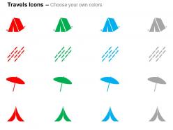 Tent camping umbrella road lanes ppt icons graphics