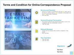 Terms and condition for online correspondence proposal ppt icon
