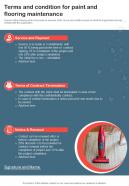 Terms And Condition For Paint And Flooring Maintenance One Pager Sample Example Document
