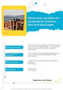 Terms And Condition For Proposal For Business Tour And Packages One Pager Sample Example Document