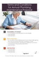 Terms And Conditions For Annual Plumbing Maintenance Proposal One Pager Sample Example Document