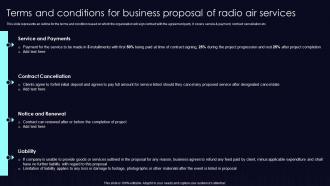 Terms And Conditions For Business Proposal Of Radio Air Services Ppt Professional Graphics Pictures