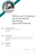 Terms And Conditions For Commercial Plumbing Services Proposal One Pager Sample Example Document
