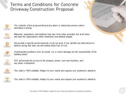 Terms and conditions for concrete driveway construction proposal ppt powerpoint presentation skills
