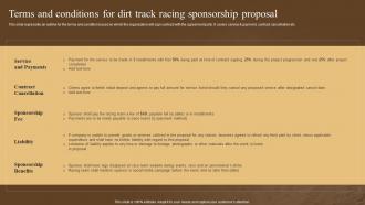 Terms And Conditions For Dirt Track Racing Sponsorship Proposal Ppt Professional Graphics Design