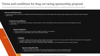 Terms And Conditions For Drag Car Racing Sponsorship Proposal Ppt Powerpoint Presentation Slides