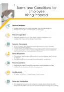 Terms And Conditions For Employee Hiring Proposal One Pager Sample Example Document
