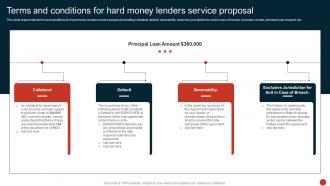Terms And Conditions For Hard Money Lenders Service Proposal Ppt Powerpoint Presentation Slides