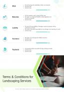 Terms And Conditions For Landscaping Services One Pager Sample Example Document