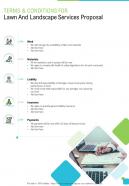 Terms And Conditions For Lawn And Landscape Services Proposal One Pager Sample Example Document