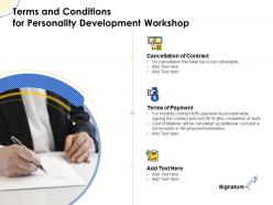 Terms And Conditions For Personality Development Workshop Ppt Powerpoint Graphic