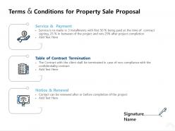 Terms and conditions for property sale proposal ppt powerpoint show deck