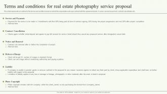 Terms And Conditions For Real Estate Photography Service Proposal Ppt Show Maker