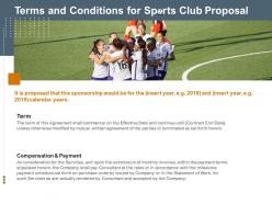 Terms and conditions for sports club proposal ppt powerpoint presentation guide