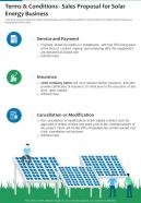 Terms And Conditions Sales Proposal For Solar Energy Business One Pager Sample Example Document