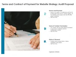 Terms and contract of payment for website strategy audit proposal ppt powerpoint presentation styles grid