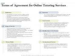 Terms Of Agreement For Online Tutoring Services Ppt Powerpoint Presentation Gallery Gridlines