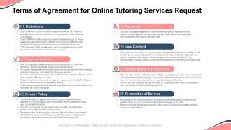Terms of agreement for online tutoring services request ppt example file