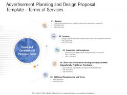Terms of services advertisement planning and design proposal template ppt powerpoint show