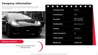Tesla Company Profile Powerpoint Presentation Slides CP CD Designed Content Ready