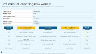 Test Case For Launching New Website