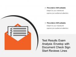 Test results exam analysis envelop with document check sign start reviews lines