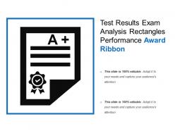 Test results exam analysis rectangles performance award ribbon