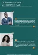 Testimonials For Brand Collaboration One Pager Sample Example Document