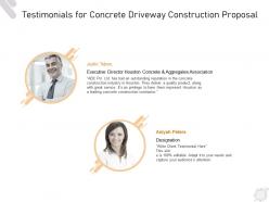 Testimonials for concrete driveway construction proposal ppt powerpoint presentation styles outfit